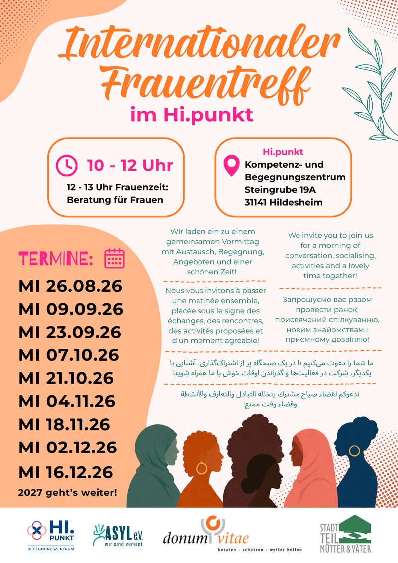 Internationaler Frauentreff mittwochs von 10-12 Uhr im Hi.Punkt Hildesheim